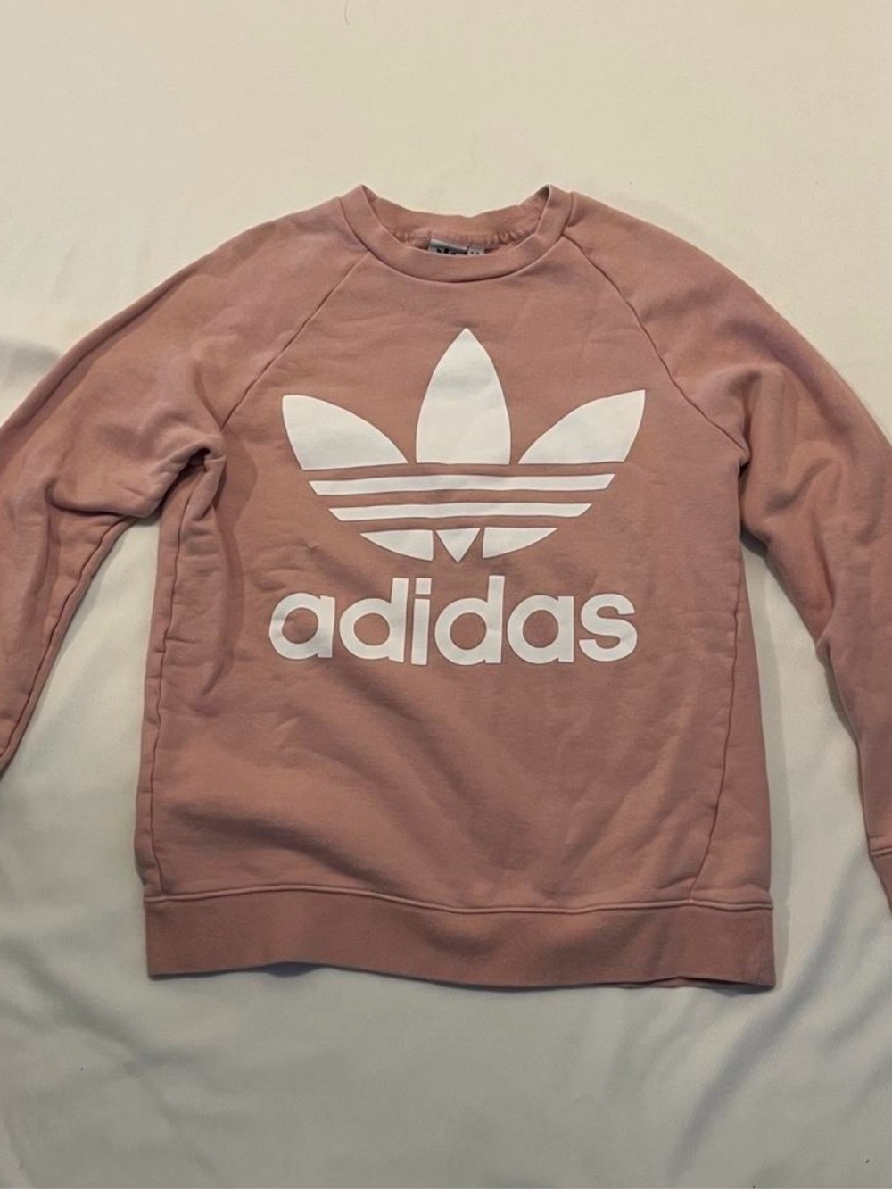 Adidas Originals Women’s Pink Trefoil Logo Crewneck Pullover Sweatshirt S